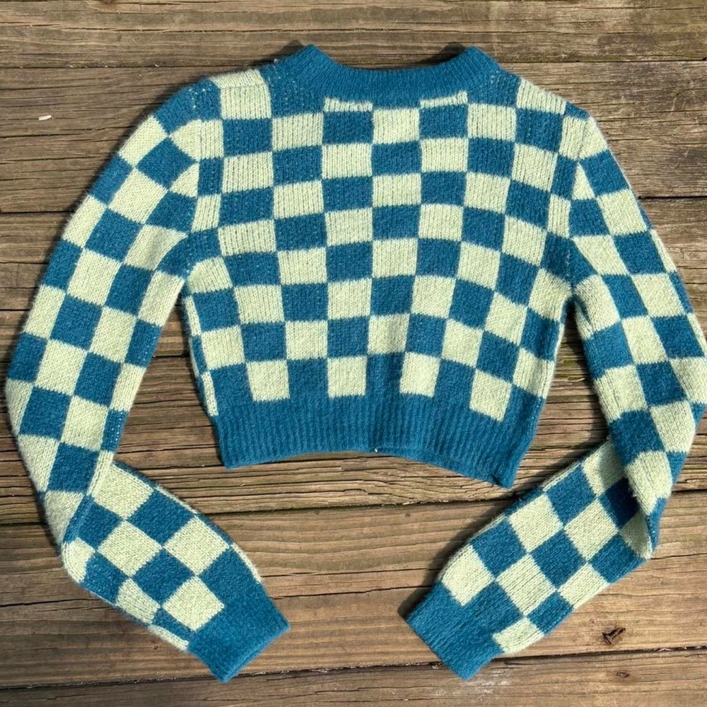 Pacsun Brooklyn Printed Teal Fleece Sweater